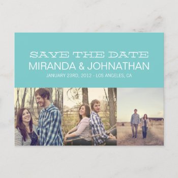 Simple Photo Blue Save The Date Post Cards by AllyJCat at Zazzle