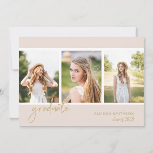 Simple Photo Blush Pink Graduation Announcement