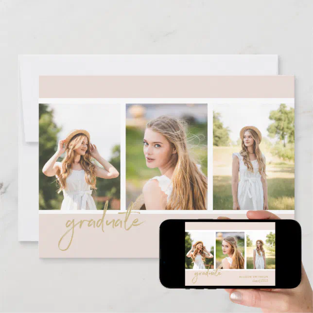 Simple Photo Blush Pink Graduation Party Invitation Zazzle