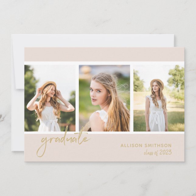 Simple Photo Blush Pink Graduation Party  Invitation (Front)
