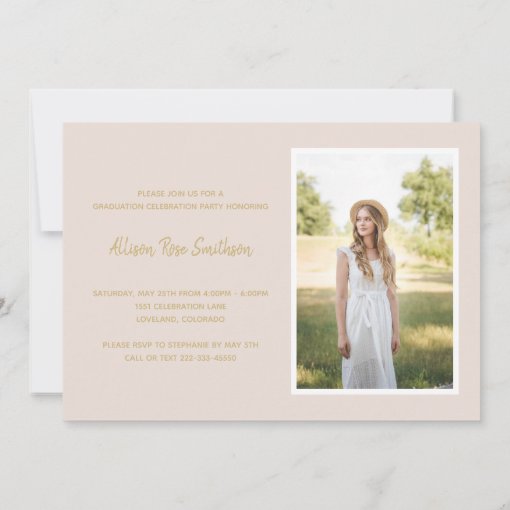 Simple Photo Blush Pink Graduation Party Invitation Zazzle