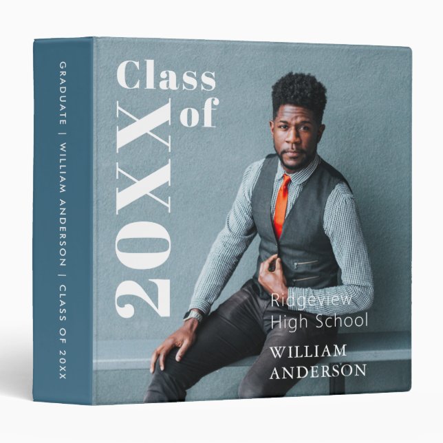 Simple Photo Bold Graduation Photo Album 3 Ring Binder (Front/Spine)