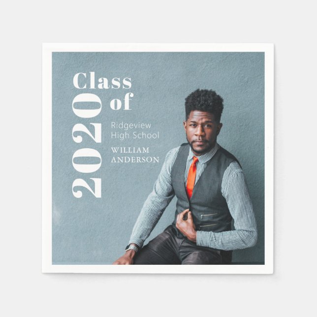 Simple Photo Bold Photo Graduation Paper Napkins (Front)