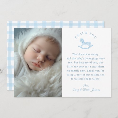 Simple Photo Boy Baby Shower Thank You Card