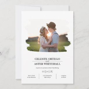 Simple Photo Brush Border Handfasting Wedding Invitation