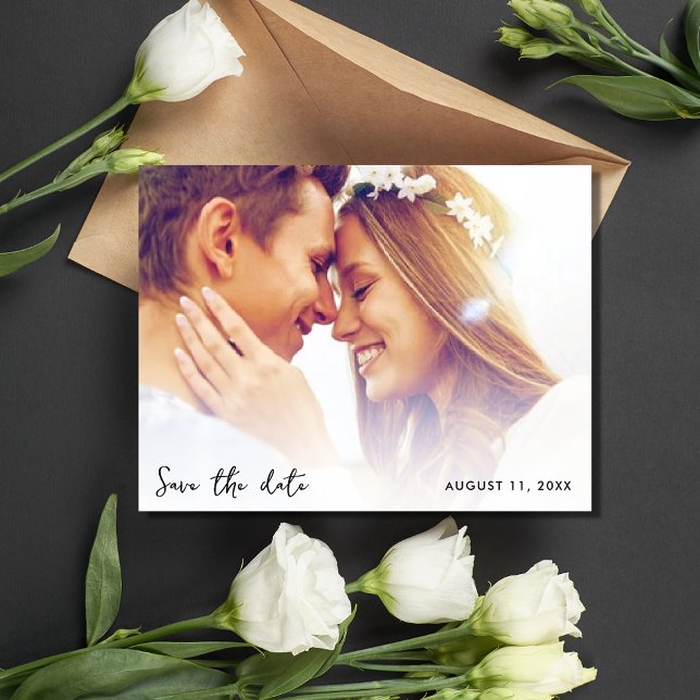 Simple Photo Budget Wedding Save the Date Announcement Postcard (Simple Photo Budget Wedding Save the Date Announcement Postcard)