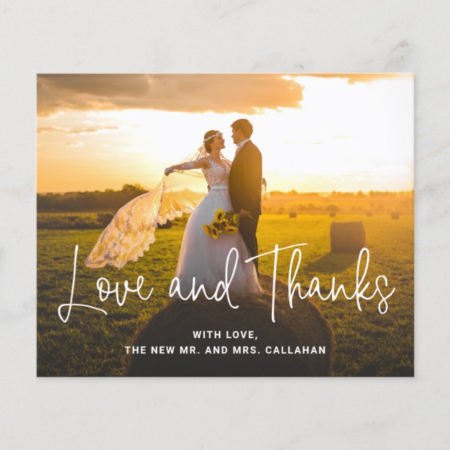 Simple Photo Budget Wedding Thank You Card (Front)