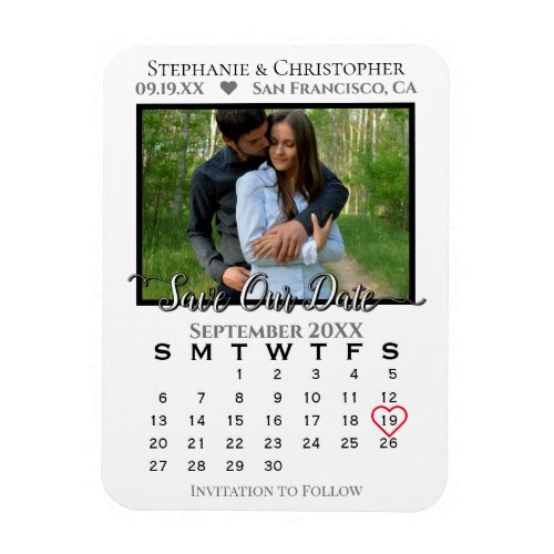 Simple Photo Calendar Save Our Date Wedding Magnet