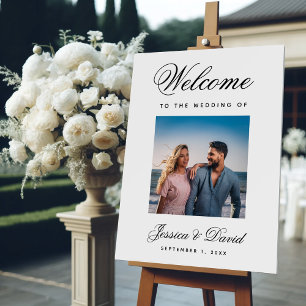Simple Photo Calligraphy Script Wedding Welcome Foam Board