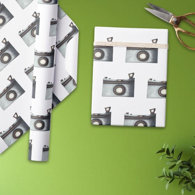 Simple Photo Camera Photographer Pattern Wrapping Paper (Creator Uploaded)