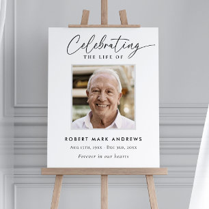 Simple Photo Celebration of Life Memorial Foam Board