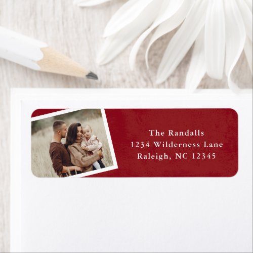 Simple Photo Christmas Card Return Address Label