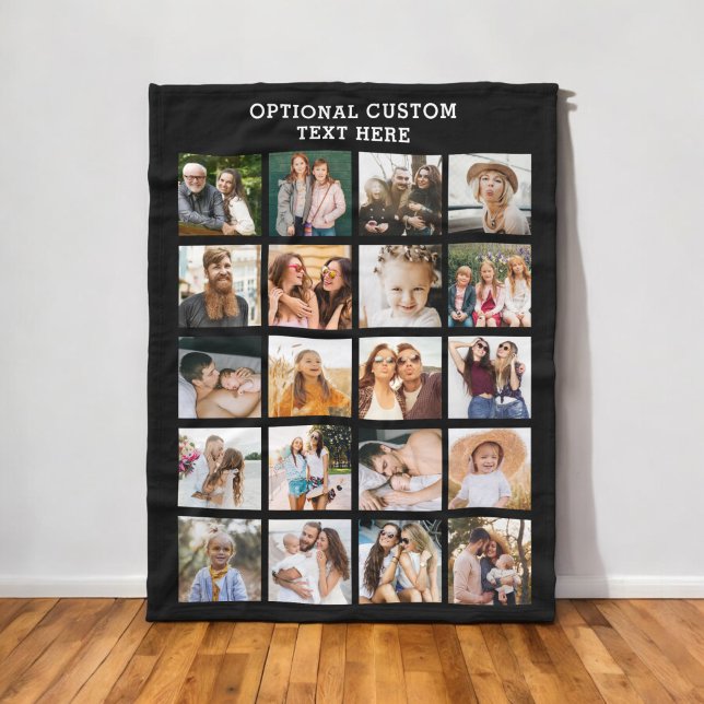 Simple Photo Collage 20 Picture Personalized Fleece Blanket (Creator Uploaded)