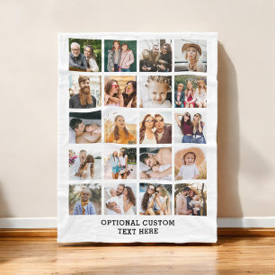 Simple Photo Collage 20 Picture Personalized Fleece Blanket