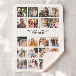 Simple Photo Collage 20 Picture Personalized Sherpa Blanket