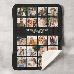 Simple Photo Collage 20 Picture Personalized Sherpa Blanket