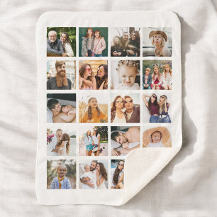 Simple Photo Collage 20 Picture Personalized Sherpa Blanket