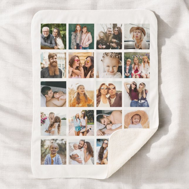 Simple Photo Collage 20 Picture Personalized Sherpa Blanket (Creator Uploaded)