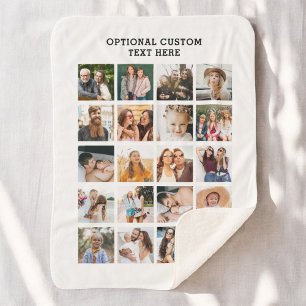 Simple Photo Collage 20 Picture Personalized Sherpa Blanket