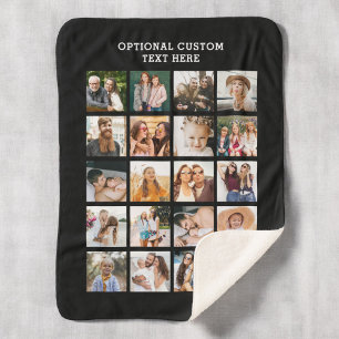 Simple Photo Collage 20 Picture Personalized Sherpa Blanket