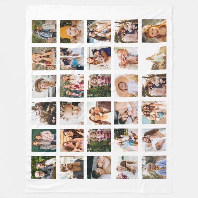 Simple Photo Collage 30 Picture Personalized Fleece Blanket (Front)