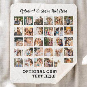 Simple Photo Collage 30 Picture Personalized Sherpa Blanket