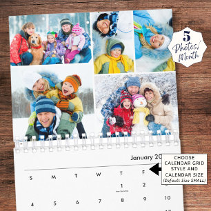 Simple Photo Collage 5 Per Month Calendar