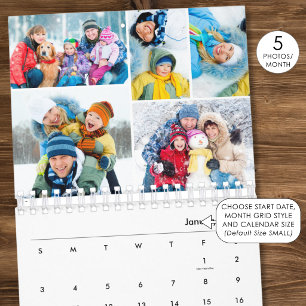 Simple Photo Collage 5 Per Month Calendar