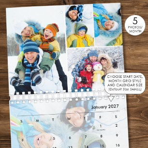 Simple Photo Collage 5 Per Month Custom Calendar