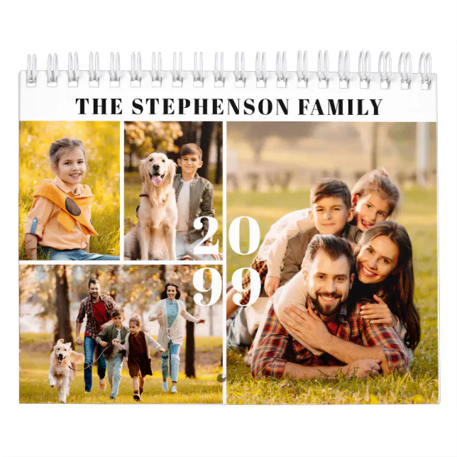 Simple Photo Collage 5 Per Month Custom Calendar | Zazzle