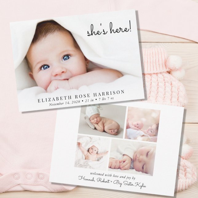 Simple Photo Collage Birth Announcement (Creator Uploaded)