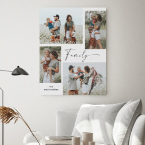 Simple Photo Collage Black and White Family Faux Canvas Print