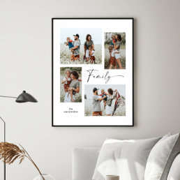 Simple Photo Collage Black and White Family Poster