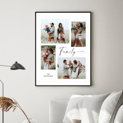 Simple Photo Collage Black and White Family Poster