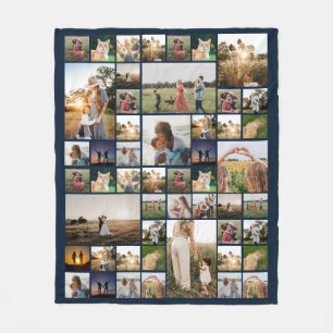 Simple Photo Collage Custom Color Personalized Fleece Blanket