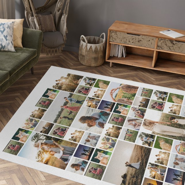 Simple Photo Collage Custom Color Personalized Rug (Creator Uploaded)