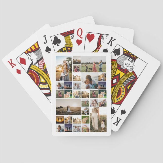 Simple Photo Collage Custom Poker Cards (Back)