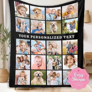 Simple Photo Collage Customized Cute 20 Picture Sherpa Blanket