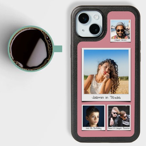 Simple Photo Collage Dusty Pink iPhone 15 Plus Case