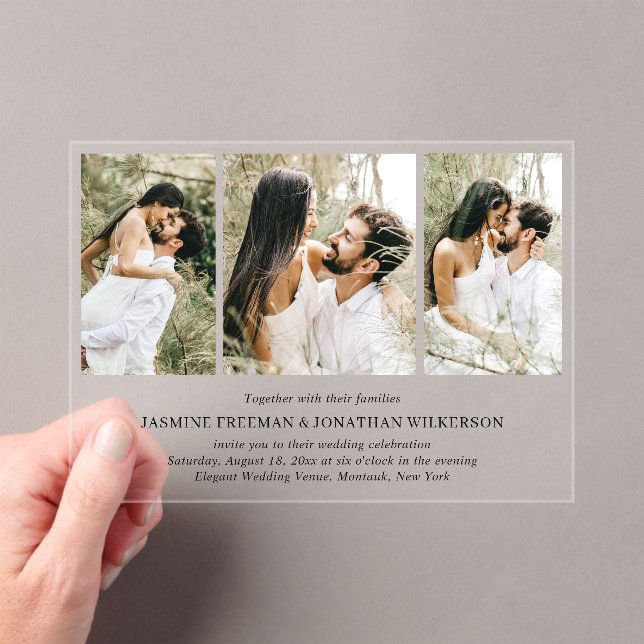 Simple Photo Collage Elegant Wedding Acrylic Invitations (Insitu (Handheld))