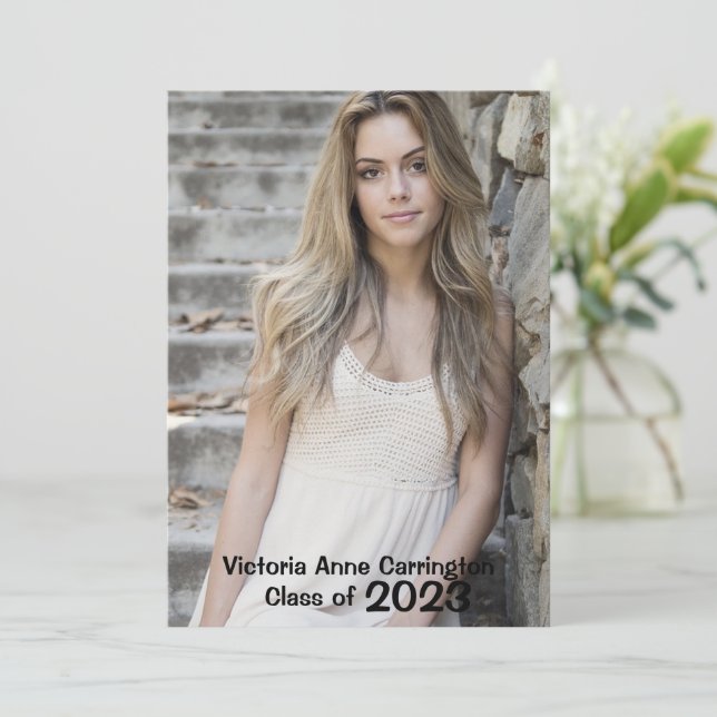 Simple Photo Collage Grad Name Graduation Announcement (Standing Front)
