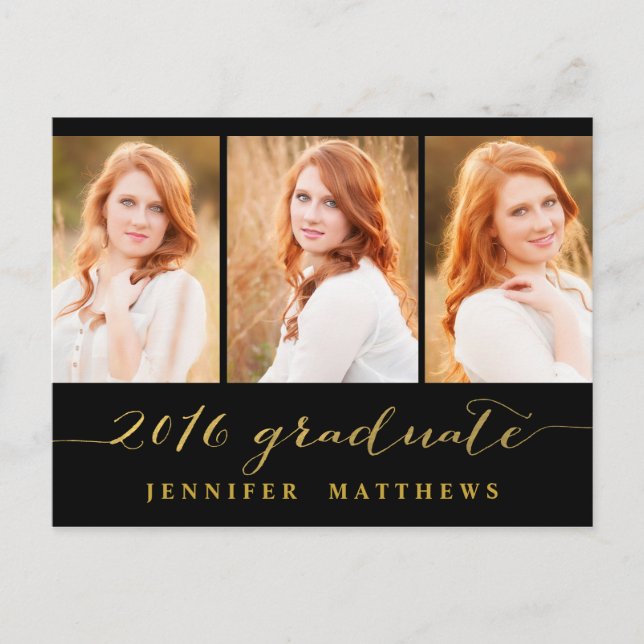 Simple Photo Collage | Graduation Party Invitation Postcard (Front)