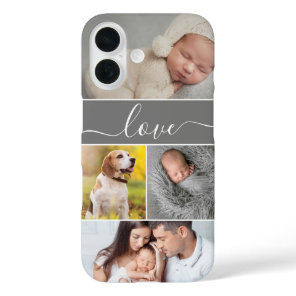 Simple photo collage Love script Custom iPhone 16 Case