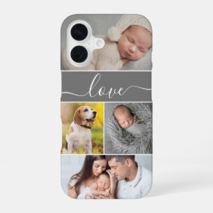 Simple photo collage Love script Custom iPhone 16 Case