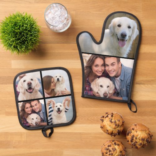 Simple Photo Collage Mitt 2 Potholder 4 Oven Mitt  Pot Holder Set