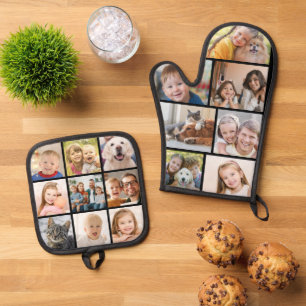 Simple Photo Collage Mitt 7 Potholder 9 Oven Mitt & Pot Holder Set