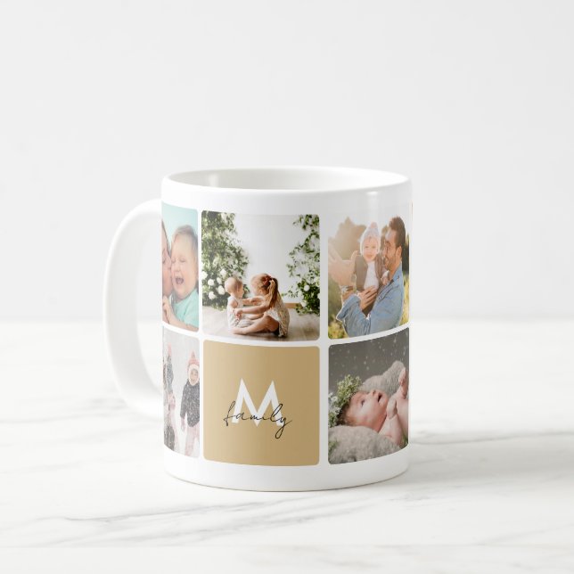 Simple Photo Collage Modern Family Customizable Coffee Mug (Front Left)