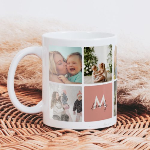 Simple Photo Collage Modern Family Mom Dad Kids Coffee Mug