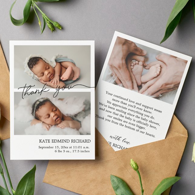 Simple Photo Collage Newborn Birth Announcement (Creator Uploaded)