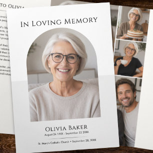 Simple Photo Collage Order of Service Funeral Tri-Fold Program